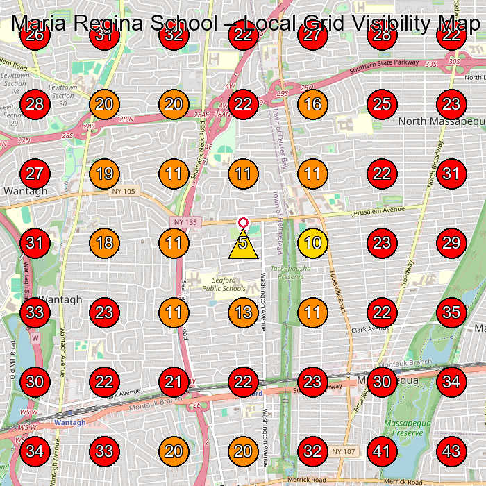 Maria Regina School GeoGrid visibility map for Preschool in Farmingdale